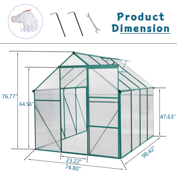 6x8ft walk-in patio greenhouse — view 4