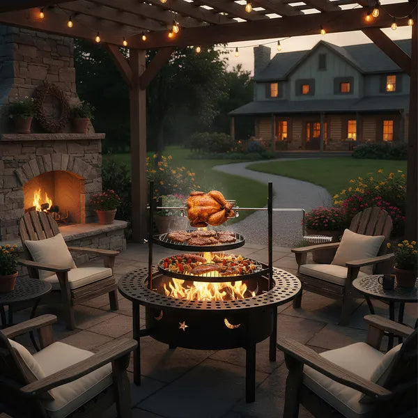 33-inch wood-burning fire pit with swivel grills — view 8