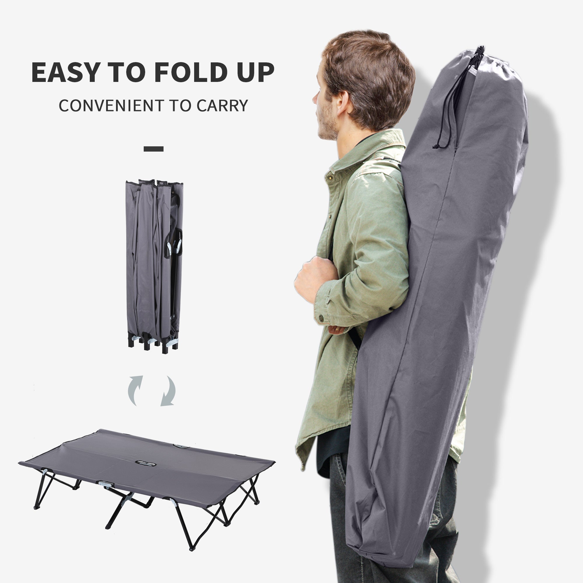 Extra-wide 2-person folding camping cot — view 2