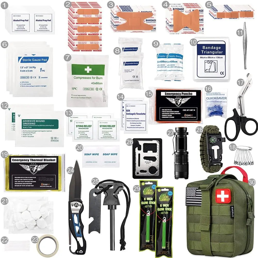 250-piece survival first aid kit with MOLLE pouch — view 2