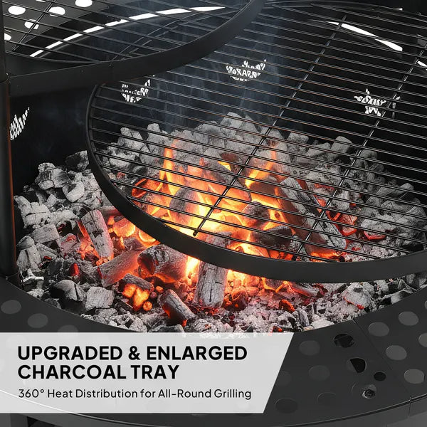 33-inch wood-burning fire pit with swivel grills — view 5