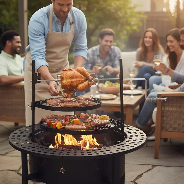 33-inch wood-burning fire pit with swivel grills — view 2