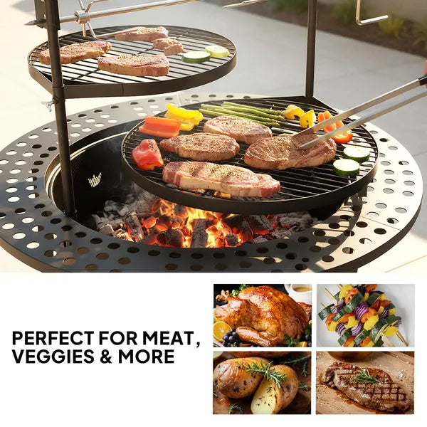 33-inch wood-burning fire pit with swivel grills — view 7