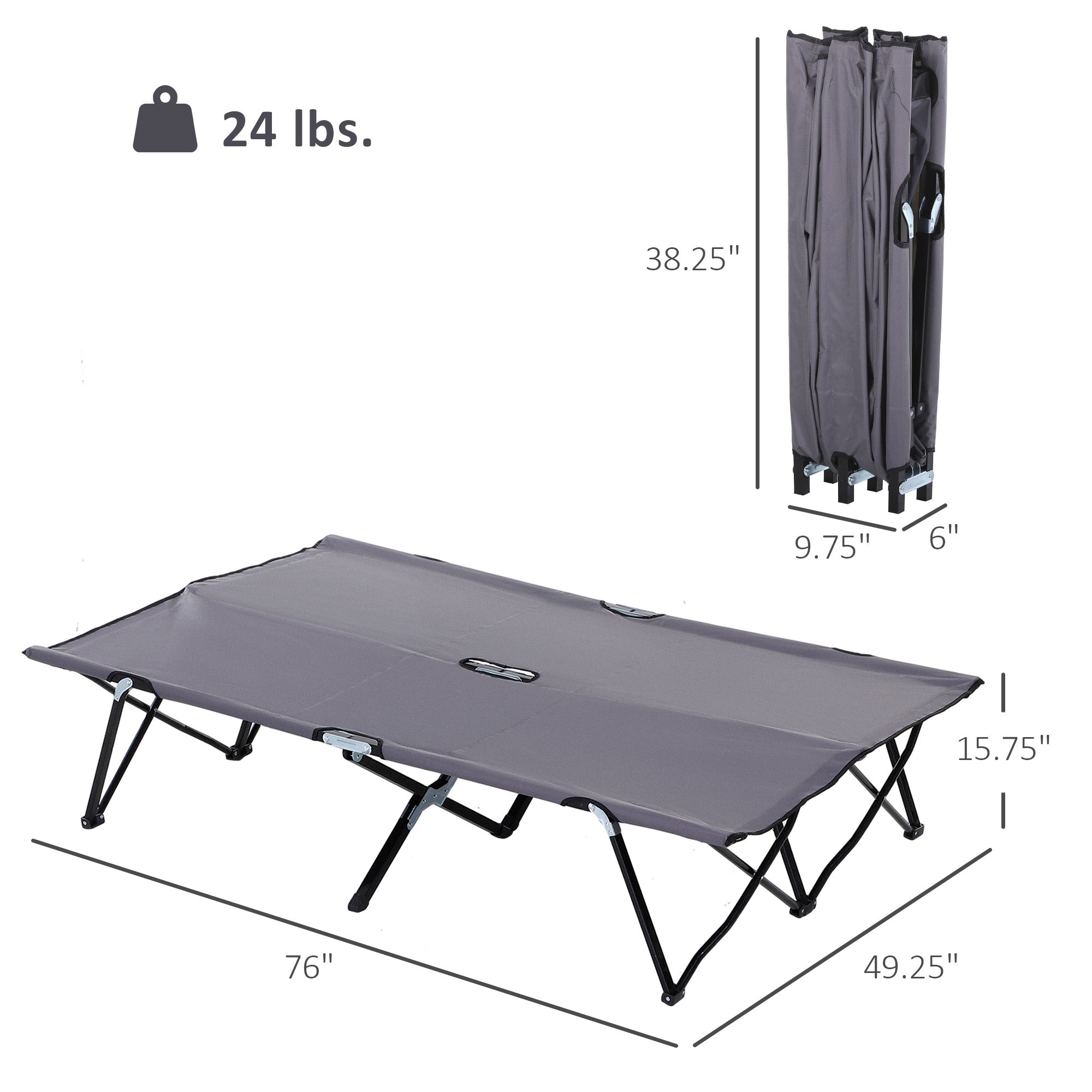 Extra-wide 2-person folding camping cot — view 4