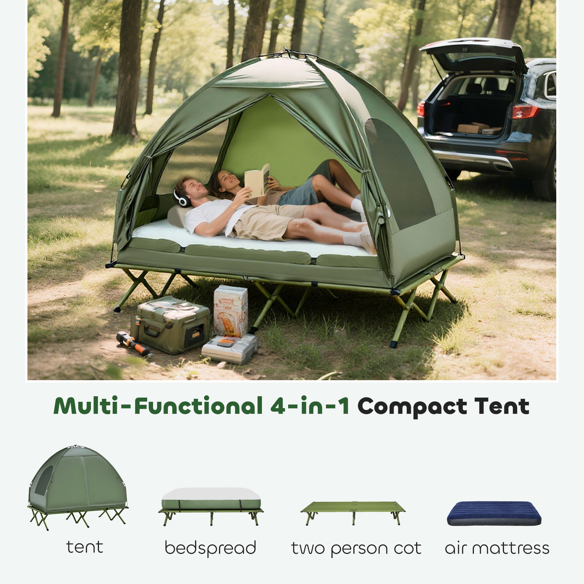 4-in-1 elevated tent cot for two — view 2
